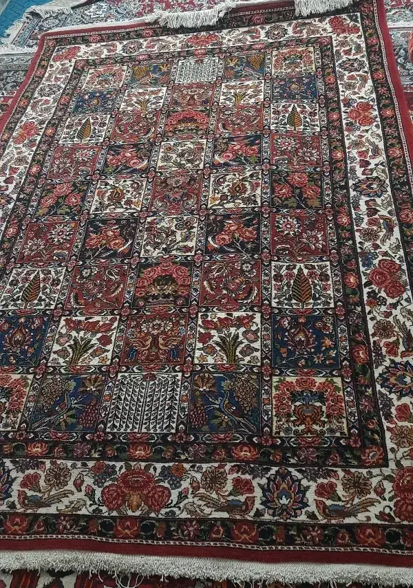 قالی و فرش خشت چالشتری رنگرزی گیاهی|فرش|اصفهان, نقش جهان|دیوار