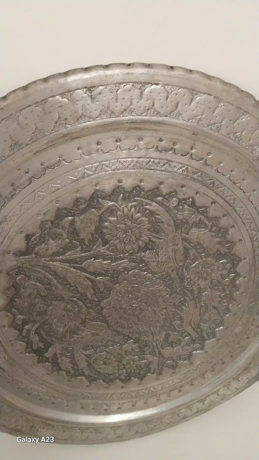 سینی مسی طرح گل سیمرغ و...|کلکسیون اشیاء عتیقه|تهران, مهران|دیوار