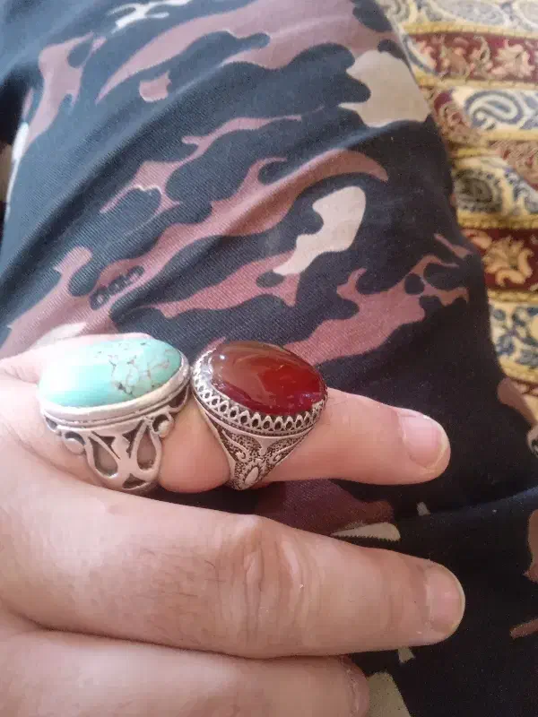 انگشتر نقره عقیق وفیروزه|جواهرات|فاروج, |دیوار