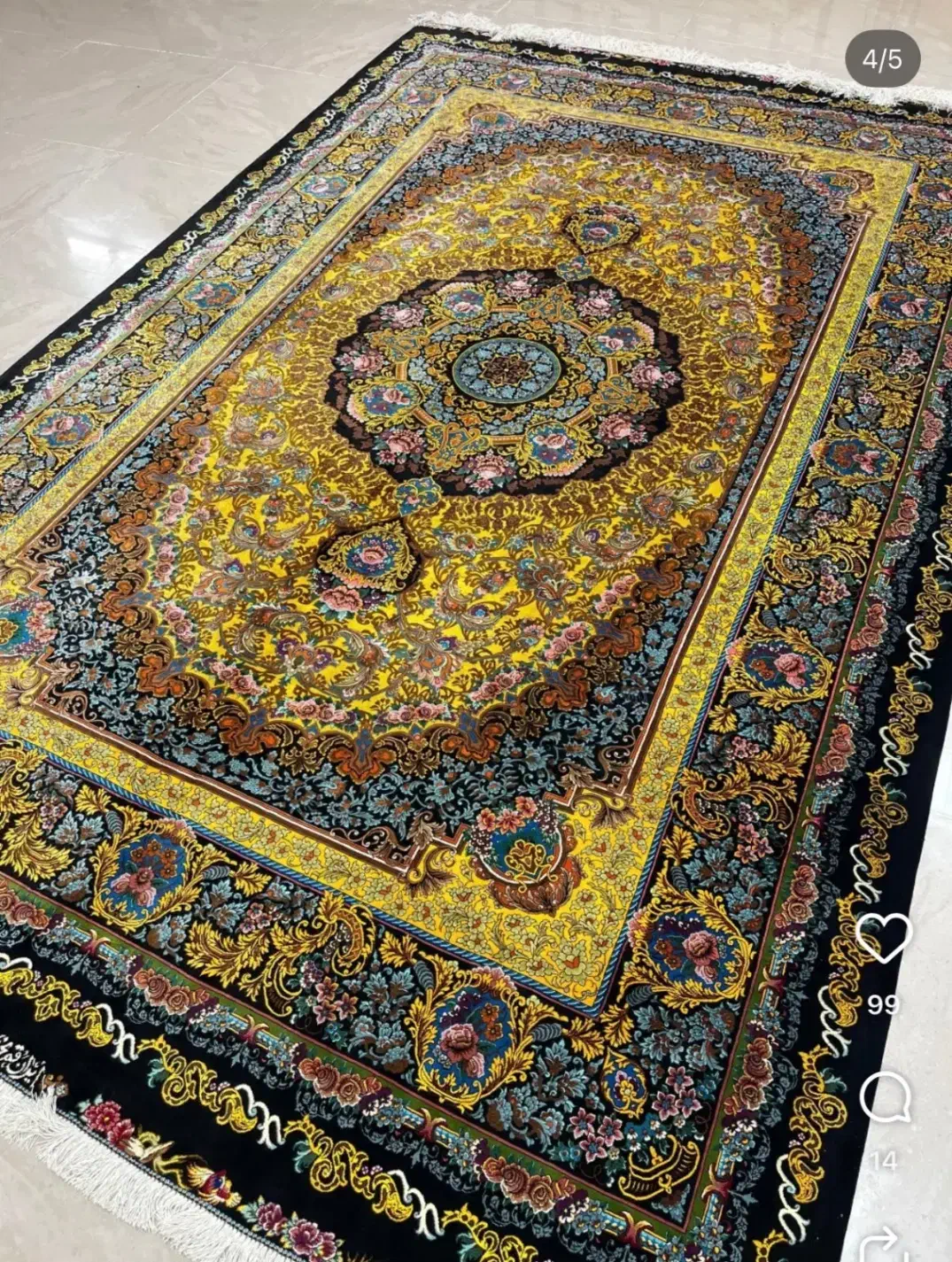 فرش در نماشگاه معتبر سفید حاشیه زردکد ۳۴۵|فرش|شیراز, عادل آباد|دیوار