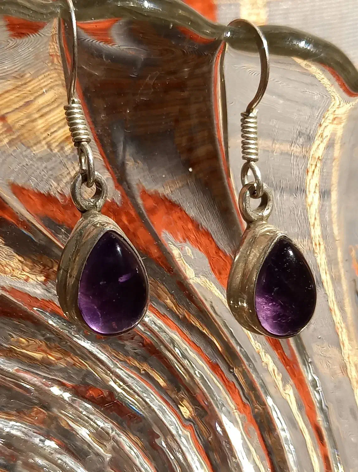 گوشواره نقره قدیمی با سنگ آماتیس|جواهرات|تهران, آرژانتین|دیوار