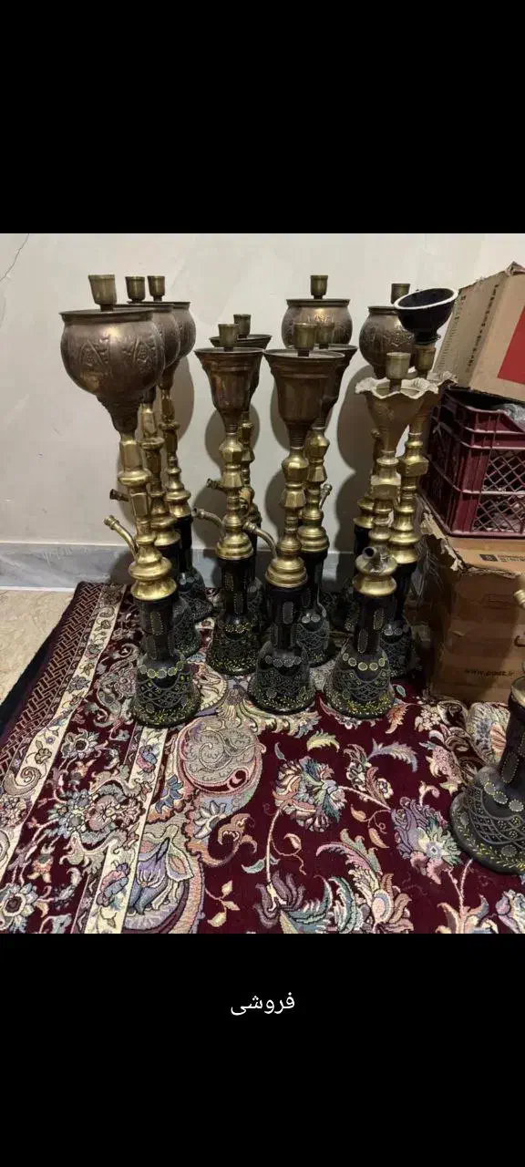 دوازده عدد قلیان برنجی قهوه خونه ای|کافی‌شاپ و رستوران|چهاردانگه (تهران), |دیوار