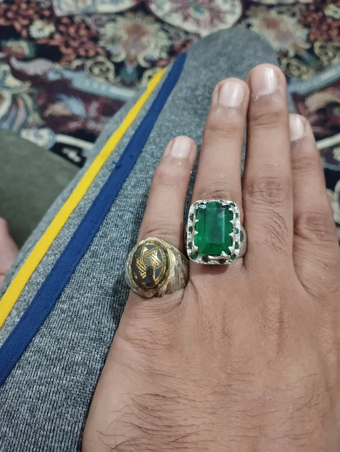 انگشتر زمرد و حدید طلا کوب|جواهرات|زابل, |دیوار