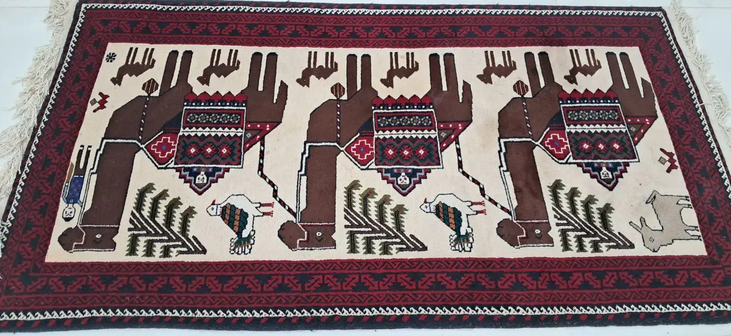 قالیچه بلوچی دست بافت|فرش|فرح دشت, |دیوار