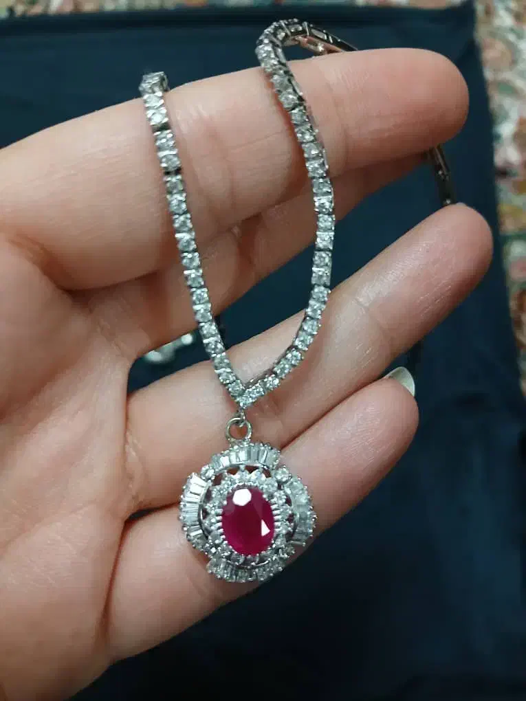 نیم ست نقره با یاقوت اصل|کلکسیون اشیاء عتیقه|تهران, سید خندان (جلفا)|دیوار