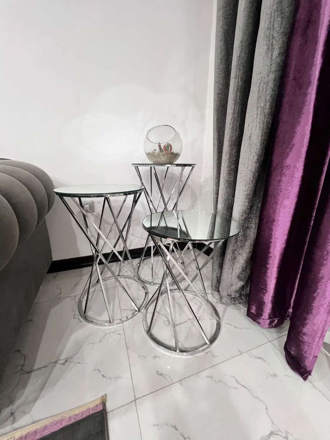 میز عسلی استیل با رویه شیشه|مبلمان خانگی و میز عسلی|شاهین‌شهر, گزبرخوار|دیوار