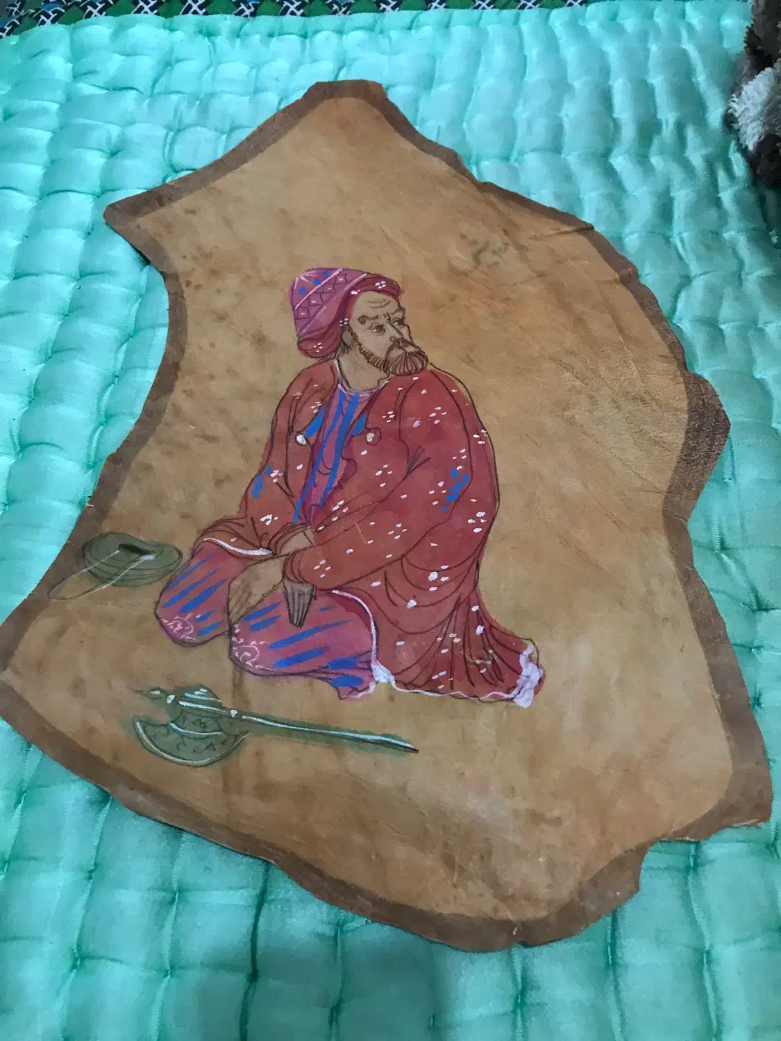 تابلو نقاشی رو چرم واقعی وطبیعی و قدیمی با زعفران|تابلو، نقاشی، عکس|لاهیجان, گلستان|دیوار