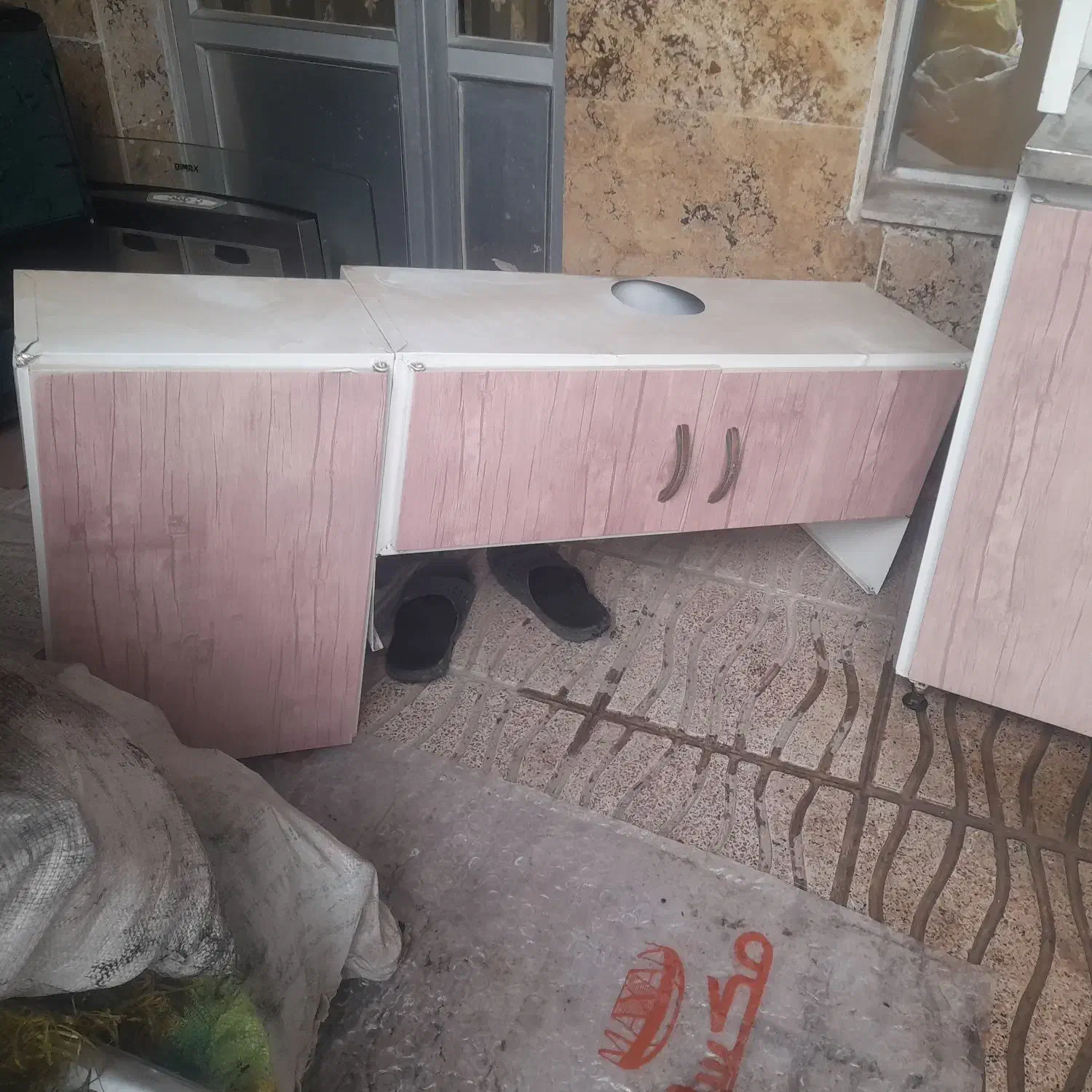 کابینت فلزی سینگ آبچکان وبغل کابینت و هود|آبچکان و نظمدهنده ظروف|اردبیل, |دیوار