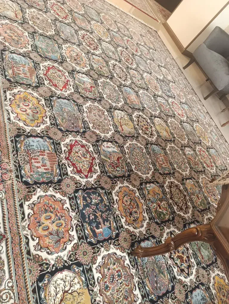 فرش خشتی دوازده متری اعیان ۱۲۰۰شانه ضخیم گوشی|فرش|ری, شهادت|دیوار