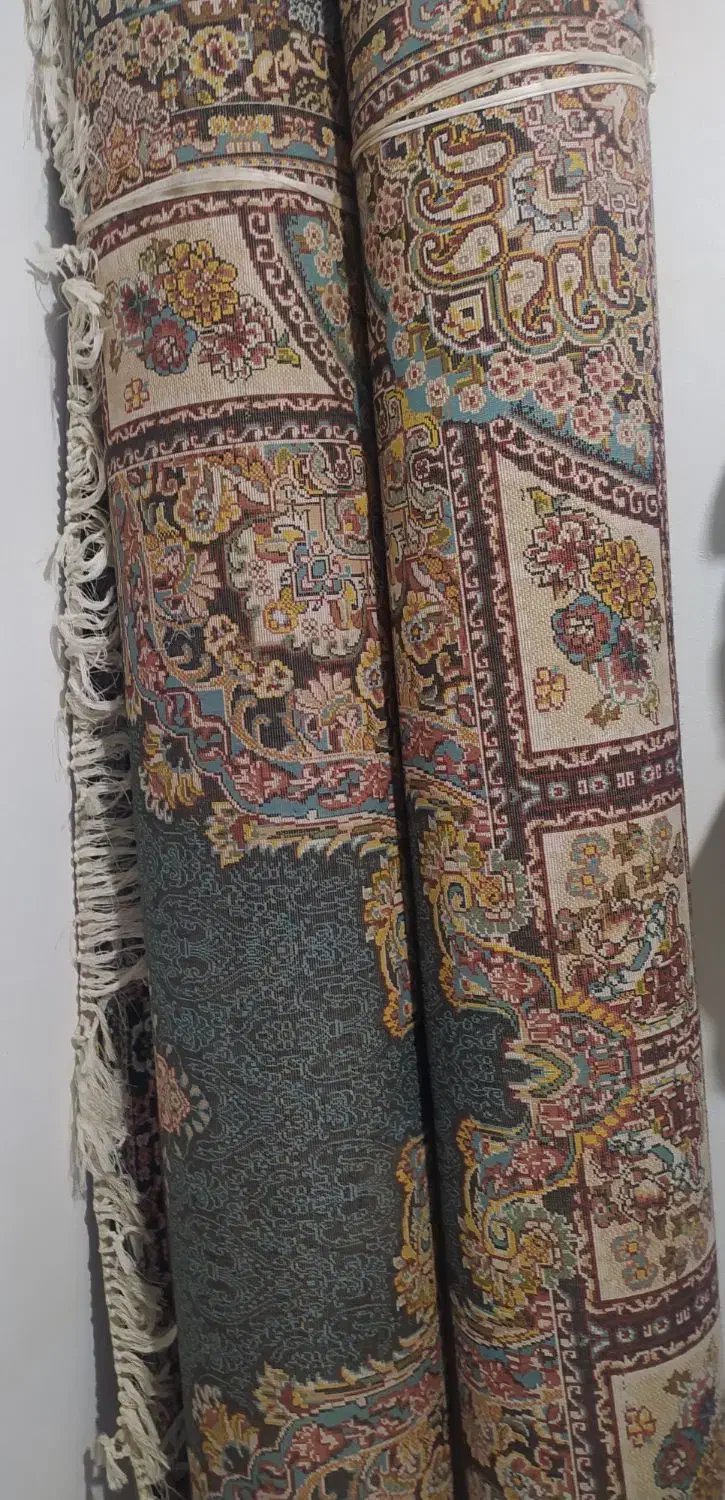 یک جفت فرش شش متری فیروزه ای نو|فرش|کتالم و سادات شهر, |دیوار