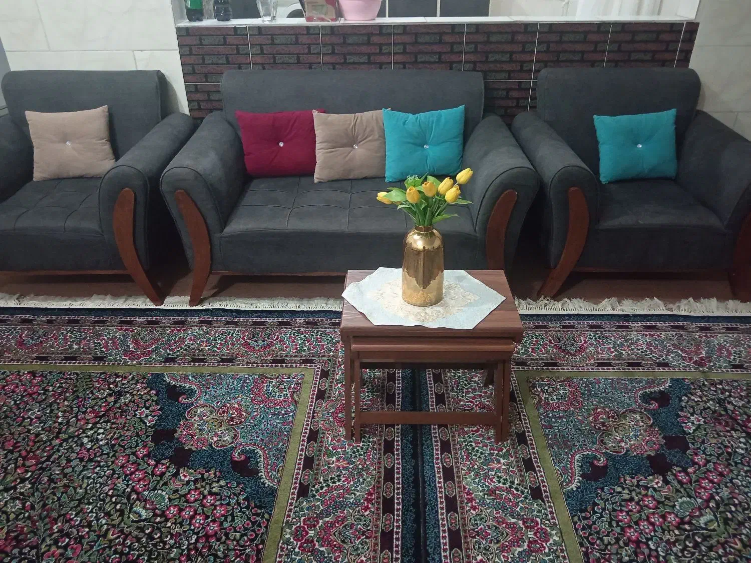 مبلمان7نفره|مبلمان خانگی و میز عسلی|اشکذر, |دیوار