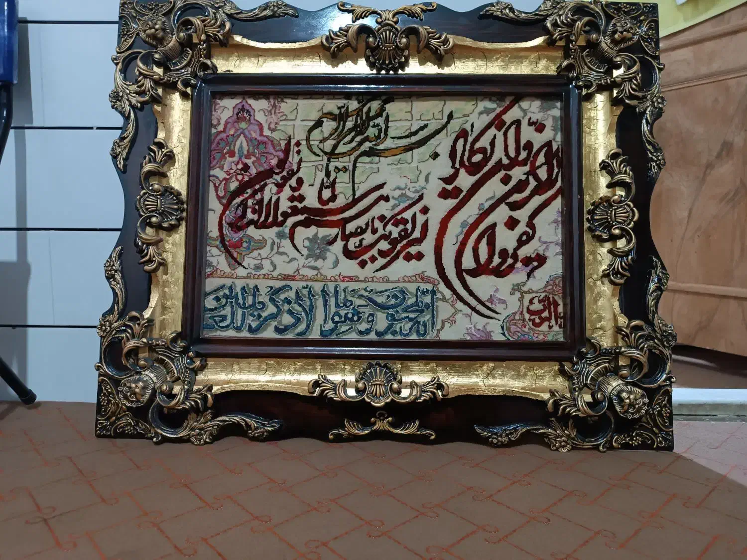 تابلو فرش گل ابریشم دستباف|تابلو فرش|قم, شاه ابراهیم|دیوار