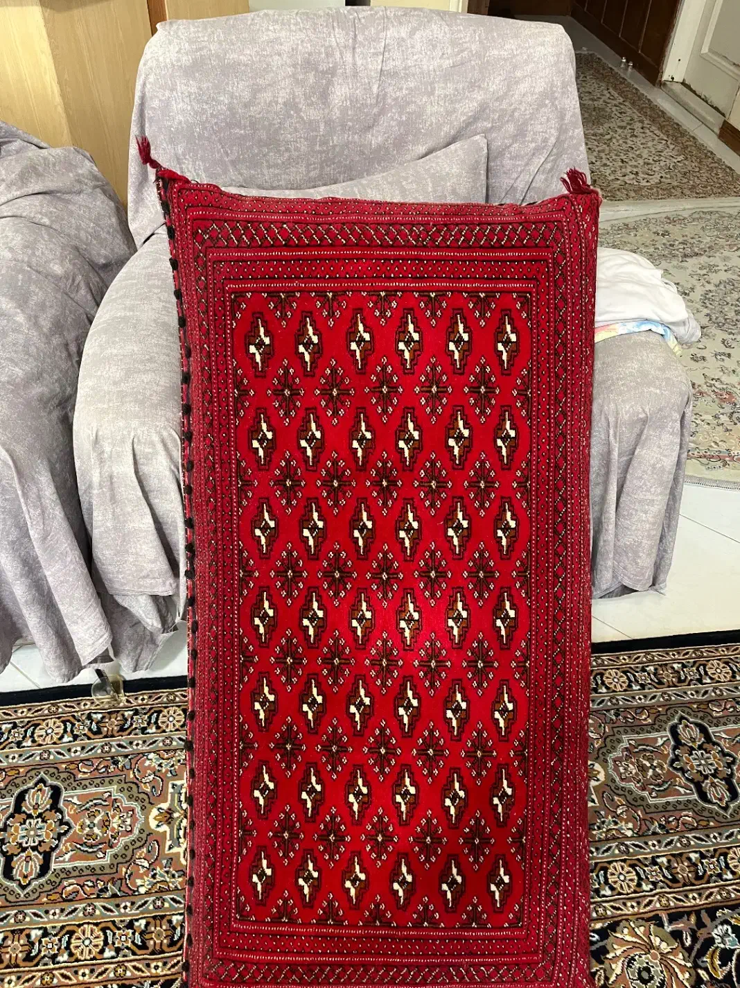 فروش یک جفت پشتی دستباف ترکمن|پشتی|مشهد, هفت تیر (آب و برق)|دیوار