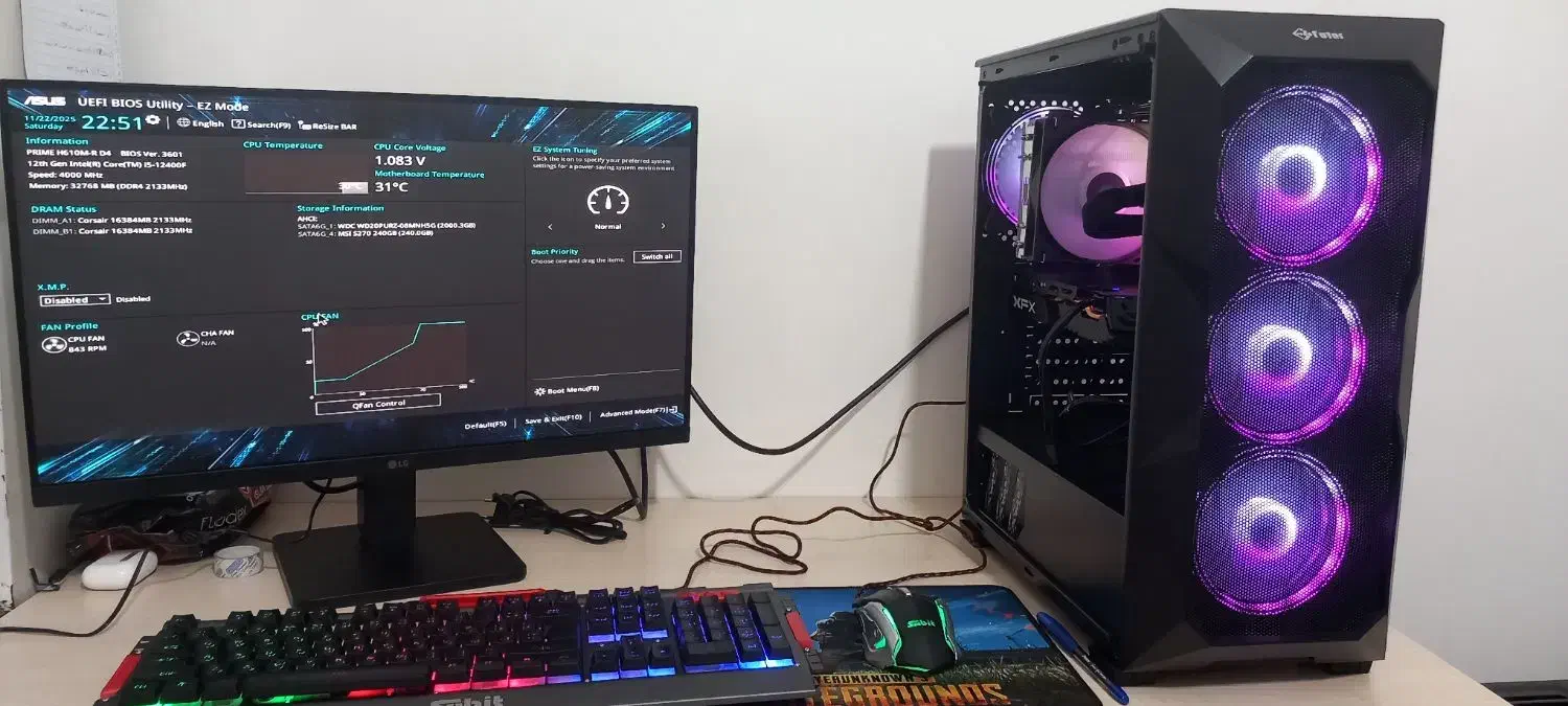 کیس و کامپیوتر  گیمینگ همراه موس و کیبورد|رایانه رومیزی|سلماس, |دیوار