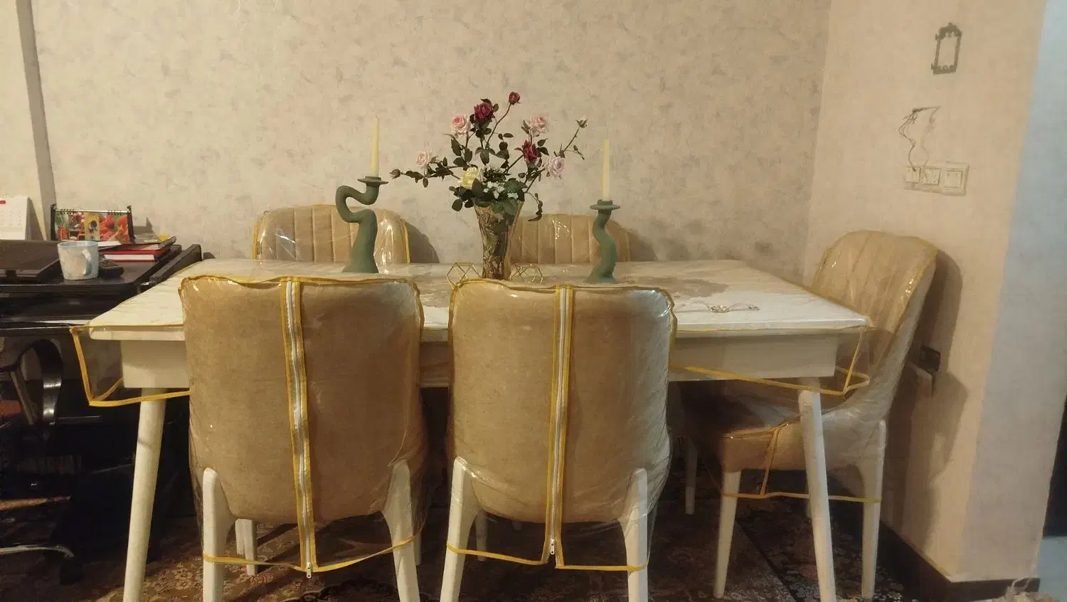 میز ناهار خوری شش نفره + استند بوفه|میز و صندلی غذاخوری|یاسوج, |دیوار