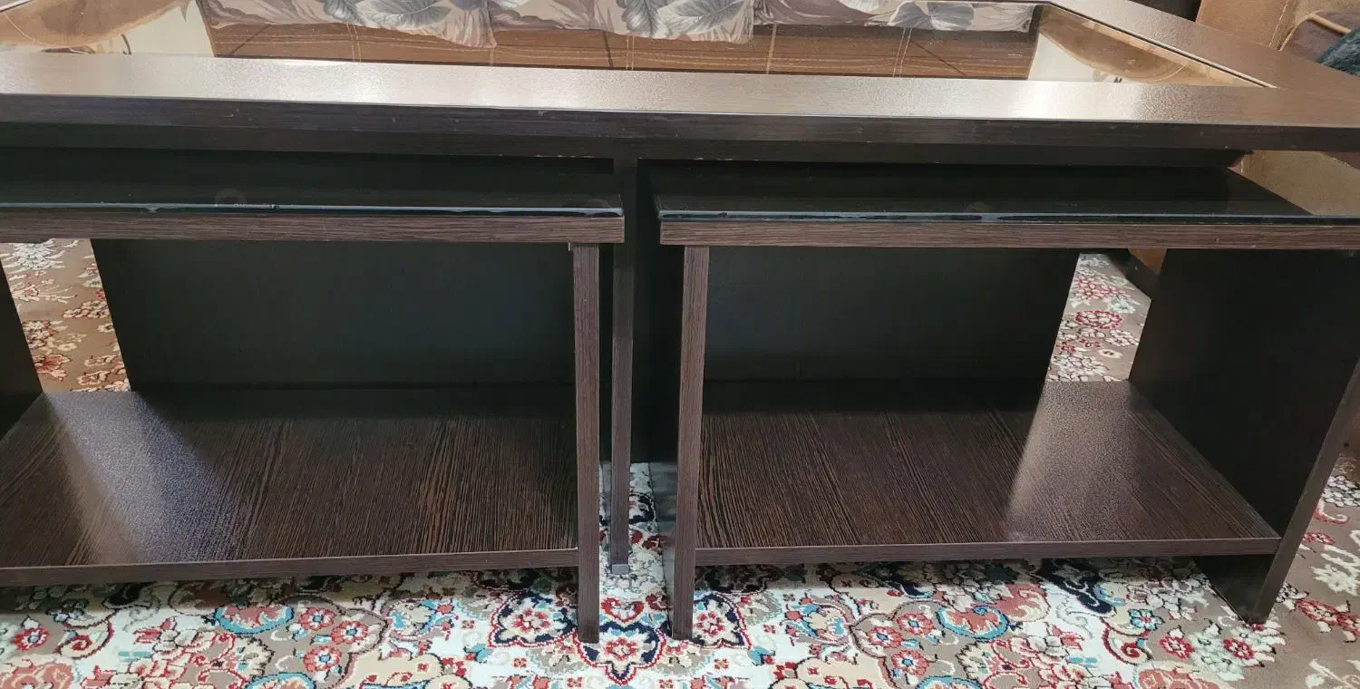 میز جلو مبلی شیشه ای با دو عسلی|مبلمان خانگی و میز عسلی|کاشان, مفتح|دیوار