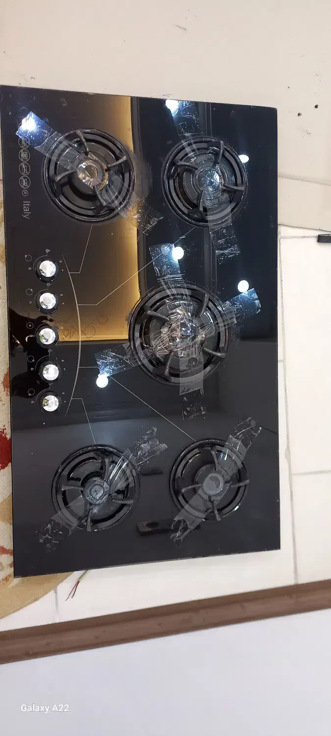 گاز صفحه ای پنج شعله صفحه شیشه|اجاق گاز و لوازم برقی پخت‌وپز|بهارستان, |دیوار