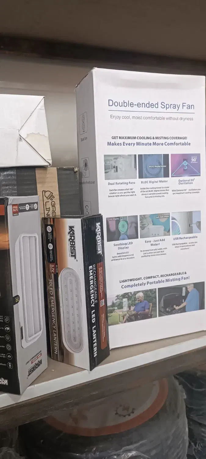 چراغ شارژی، پنکه خنک کننده|لامپ و چراغ|قم, باغ کرباسی|دیوار