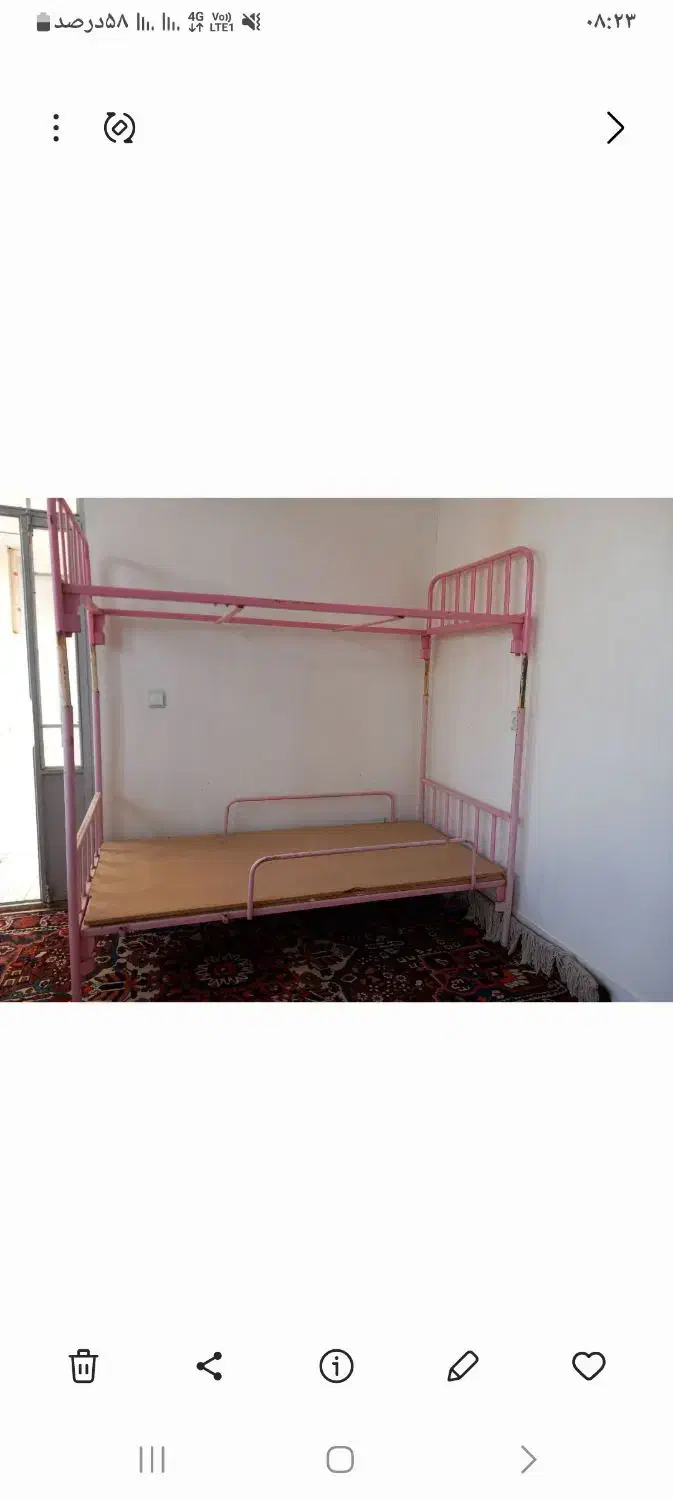 تخت دوطبقه فلزی محکم|تخت و سرویس خواب|سمیرم, |دیوار