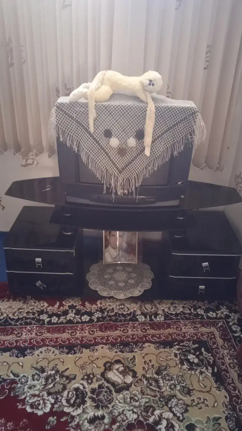 سلام ..تلویزیون رنگی ۲۱ اینچ همراه میز شیشه‌ای|تلویزیون و پروژکتور|سبزوار, غرب نیروگاه|دیوار