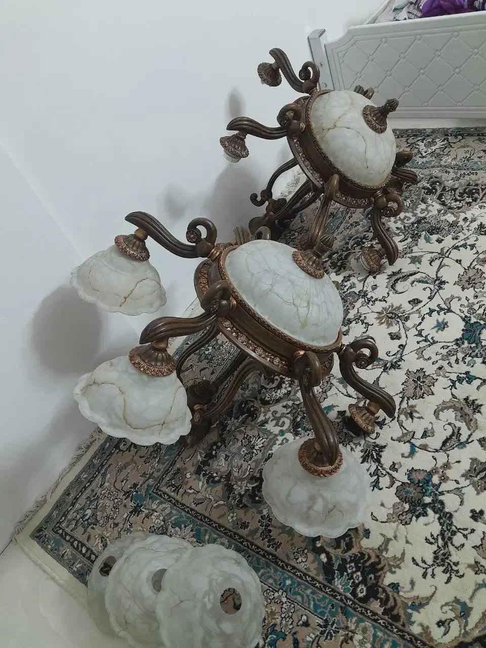 یه جفت لوستر ۶ شاخه چوبی خارجی|لوستر و چراغ آویز|ری, دولت‌آباد|دیوار