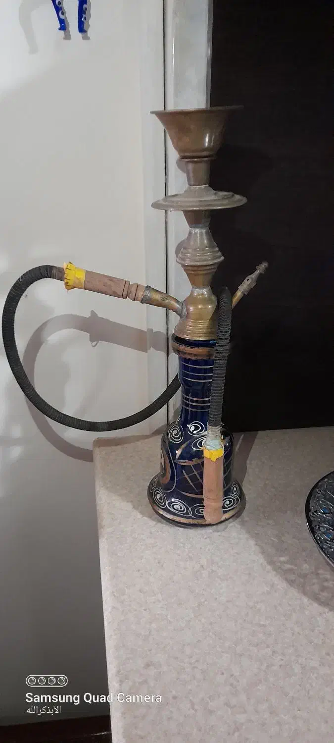 قلیون برنجی دهه۱۳۵۰و وزنه۲و۱۰کیلویی قدیمی|کلکسیون اشیاء عتیقه|فردیس, فرامرزیه|دیوار