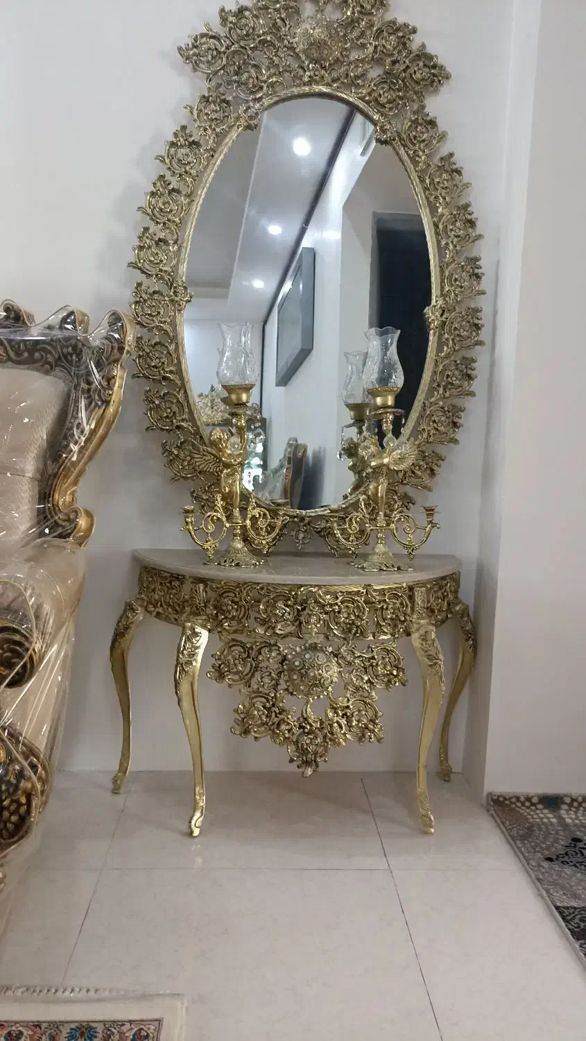 بوفه وآینه شمعدان برنز اصل|بوفه، ویترین، کنسول|آبیک, |دیوار