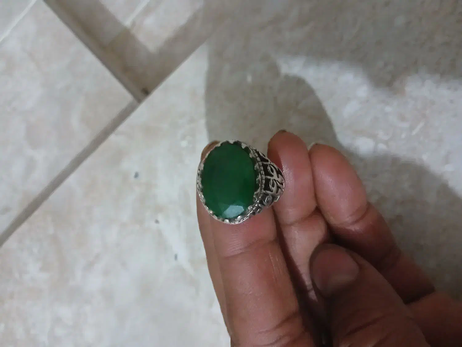 انگشتر‌نقره‌‌سنگ‌زمرد|جواهرات|پاکدشت, خاتون آباد|دیوار