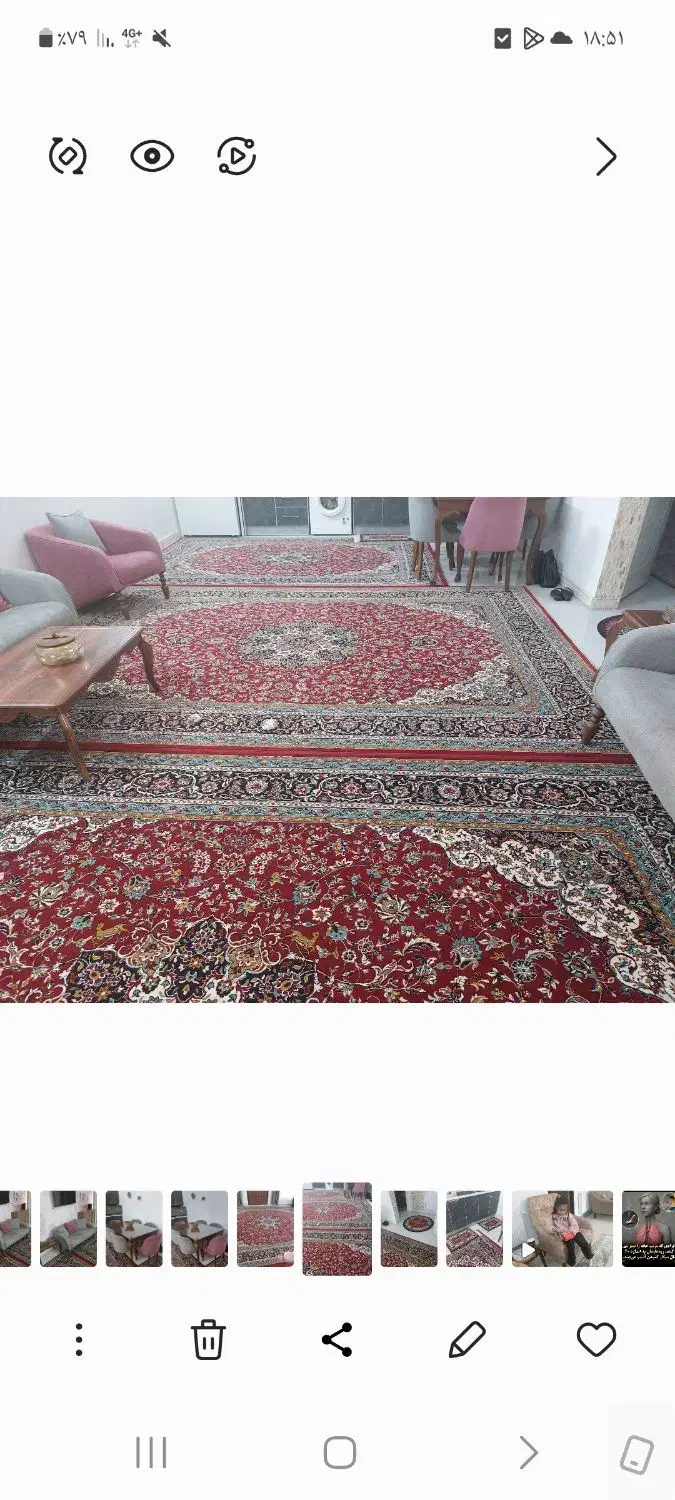 فرش دوازده و نه متری همراه کناره|فرش|چمستان, |دیوار