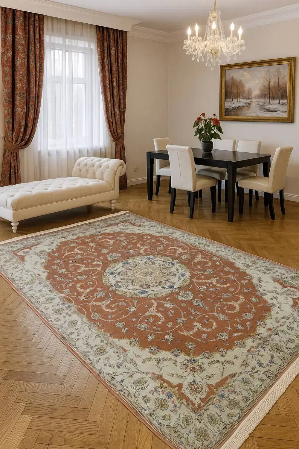 فرش دستباف جفت ۹ متری کاشان ۱۹۵ ملیون تومن|فرش|مشکیندشت, |دیوار