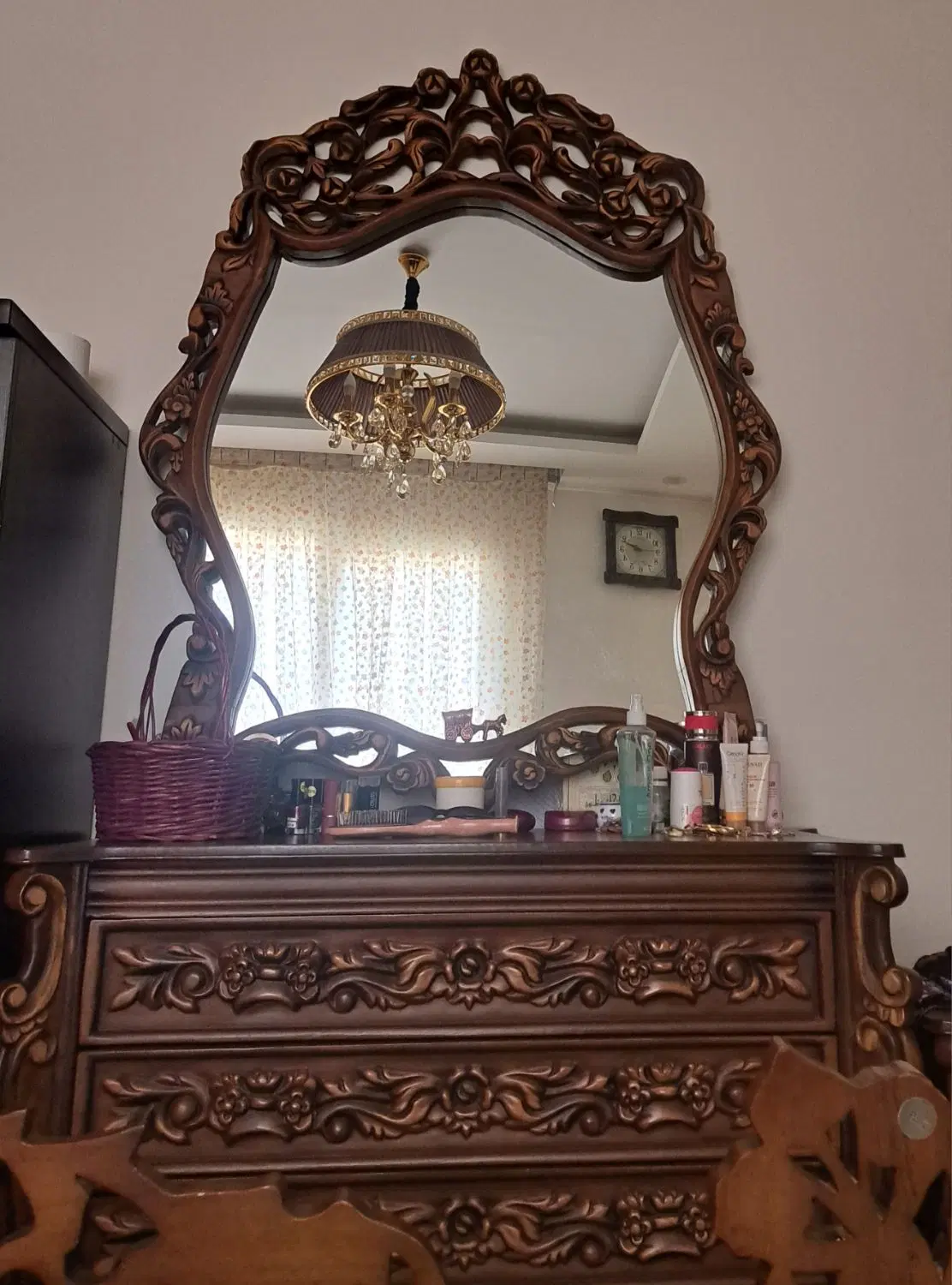 سرویس خواب ۲نفره،منبت کاری شده،تمام چوب|تخت و سرویس خواب|تهران, ازگل|دیوار