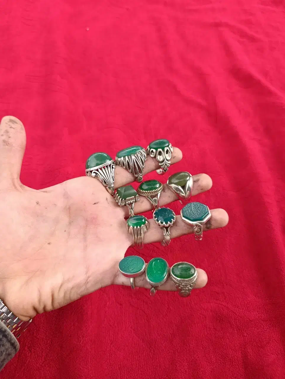 انگشتر نقره عقیق سبز یشم جید|جواهرات|کرج, اصفهانی‌ها|دیوار