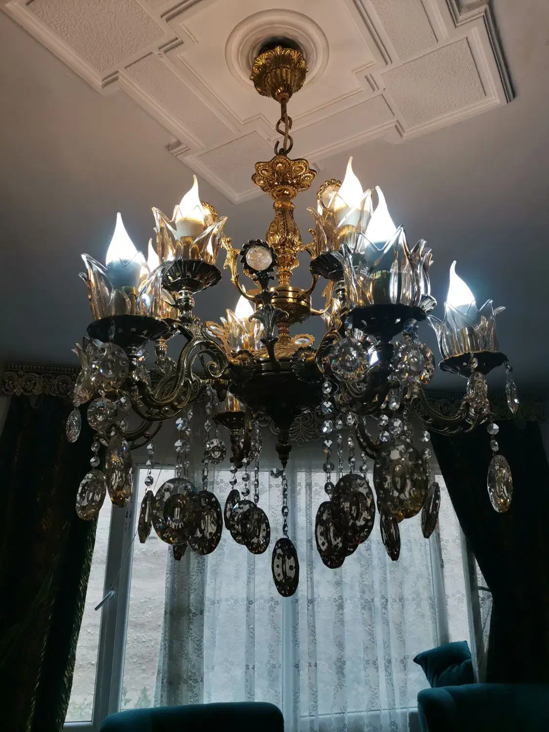 لوستر 6 شاخه 12 شعله|لوستر و چراغ آویز|رشت, دیلمان|دیوار