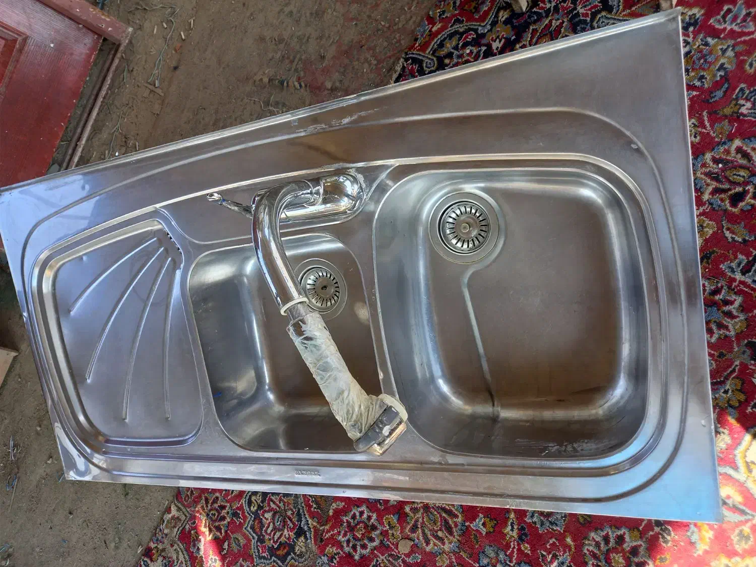 سینک دوقلوی البرز ۱۲۰ در ۶۰ باشیر تلفونی سنگین|مصالح و تجهیزات ساختمان|مشهد, نیزه|دیوار