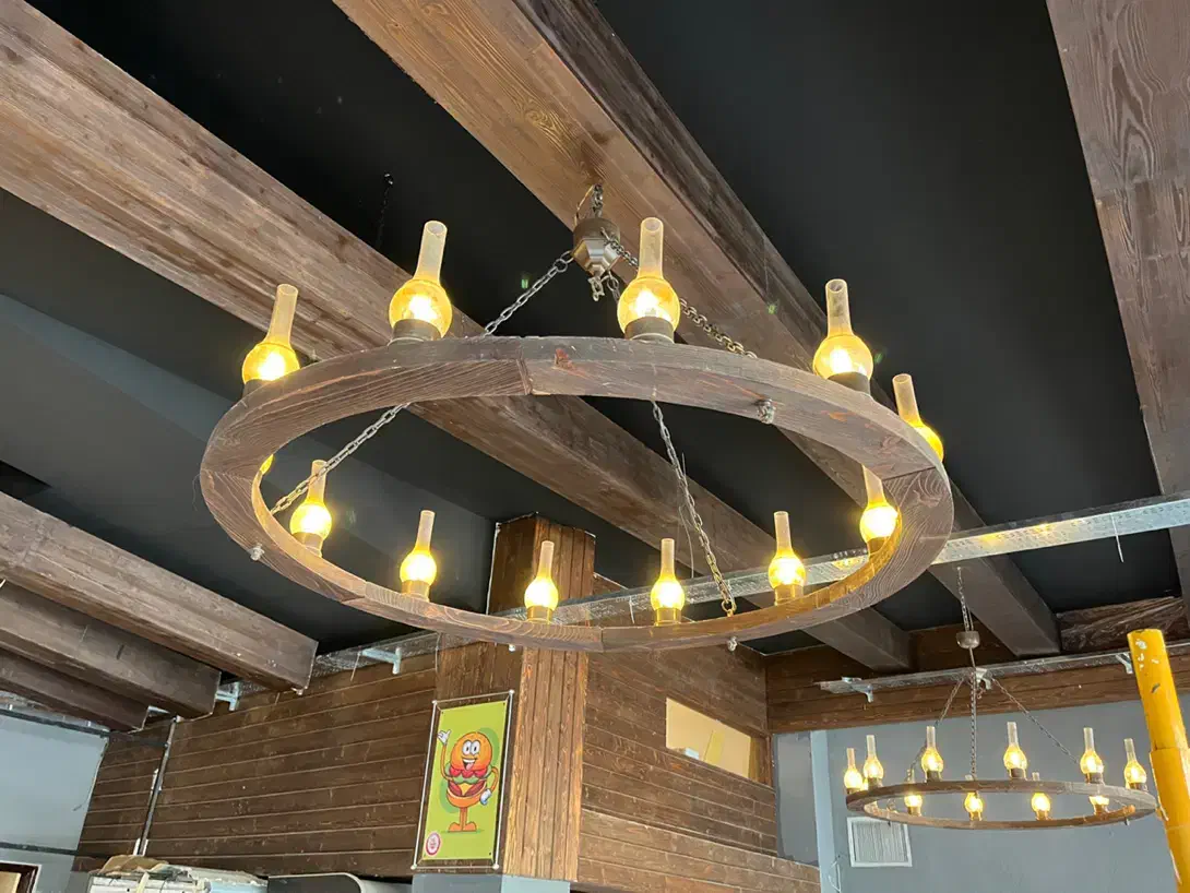 لوستر چوبی ۱۲ شعله قطر ۱/۵۰|لوستر و چراغ آویز|تهران, فرمانیه|دیوار