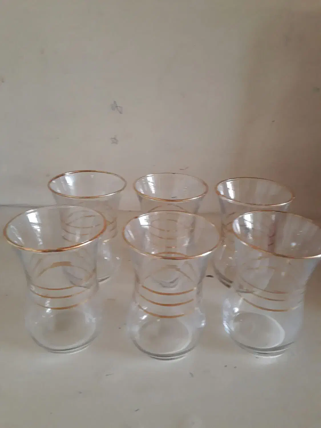 ۶تا استکان کمر باریک نو|کلکسیون اشیاء عتیقه|کرمانشاه, |دیوار