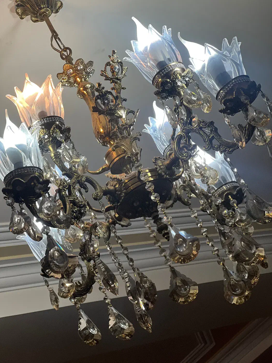 دو عدد لوستر برنز ۴شاخه ۸لامپی|لوستر و چراغ آویز|تبریز, |دیوار