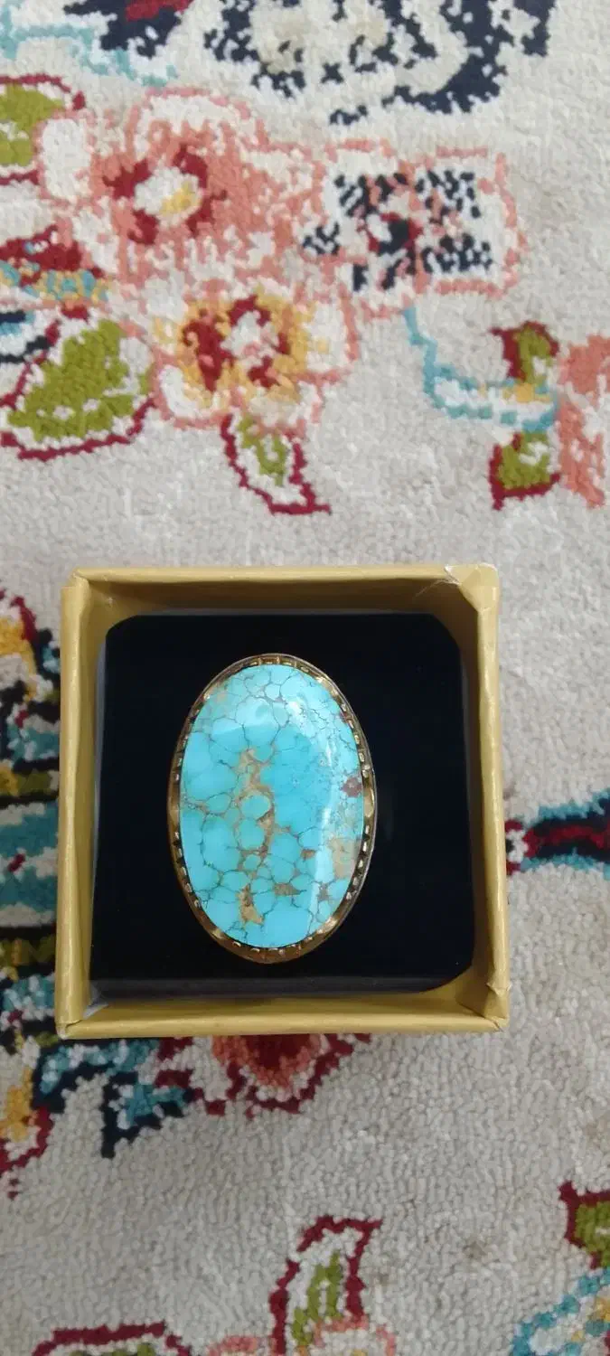 انگشتر فیروزه نیشابور رگه طلایی|جواهرات|سمنان, |دیوار