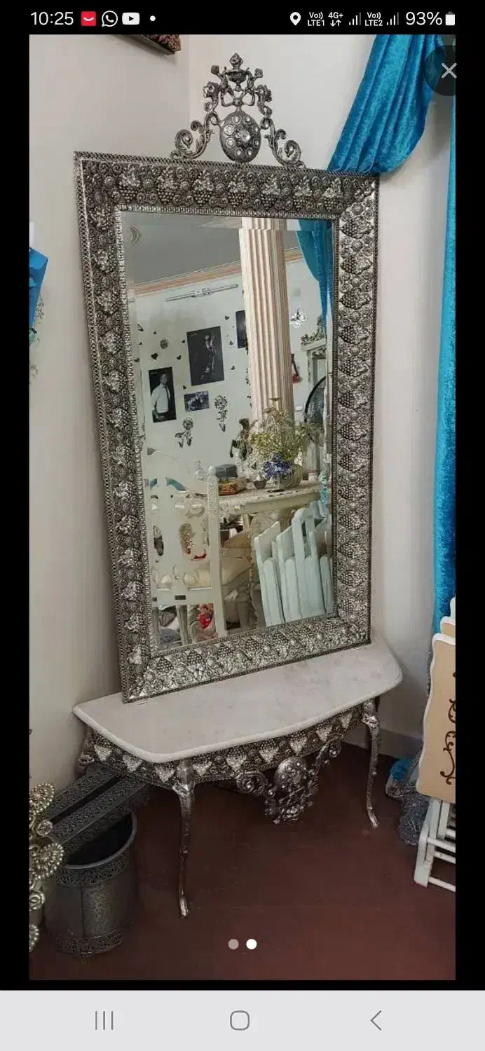 آینه و کنسول برنجی|بوفه، ویترین، کنسول|کرج, عظیمیه|دیوار