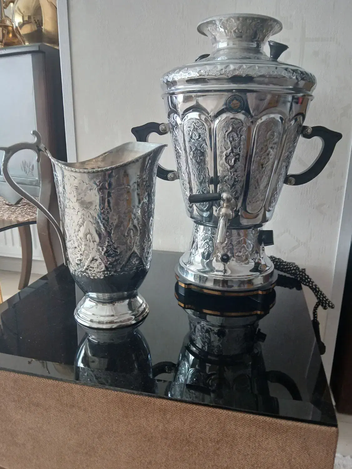 فروش سماور برقی کندکاری اصفهان همراه با پارچ آب|سماور، چای‌ساز، قهوه‌ساز|سهند, |دیوار