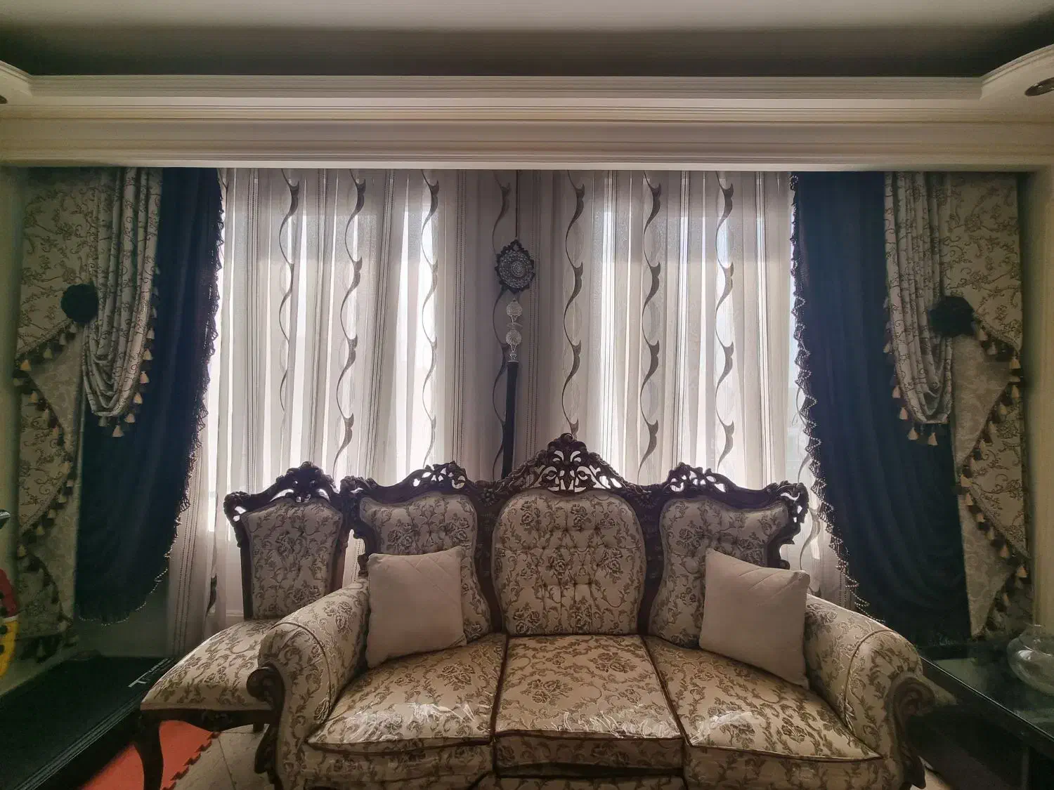 پرده پذیرایی مجلل و ترک|پرده، رانر، رومیزی|تهران, باغ فیض|دیوار