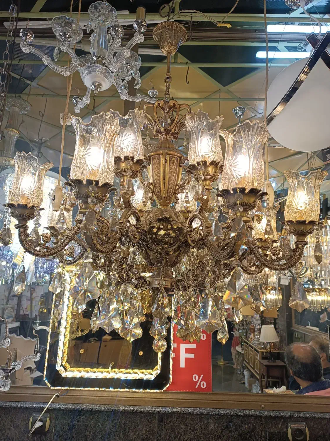 لوستر قالب دایکاست تمام برنج فوق سنگنین(با فاکتور)|لوستر و چراغ آویز|تهران, سعادت‌آباد|دیوار