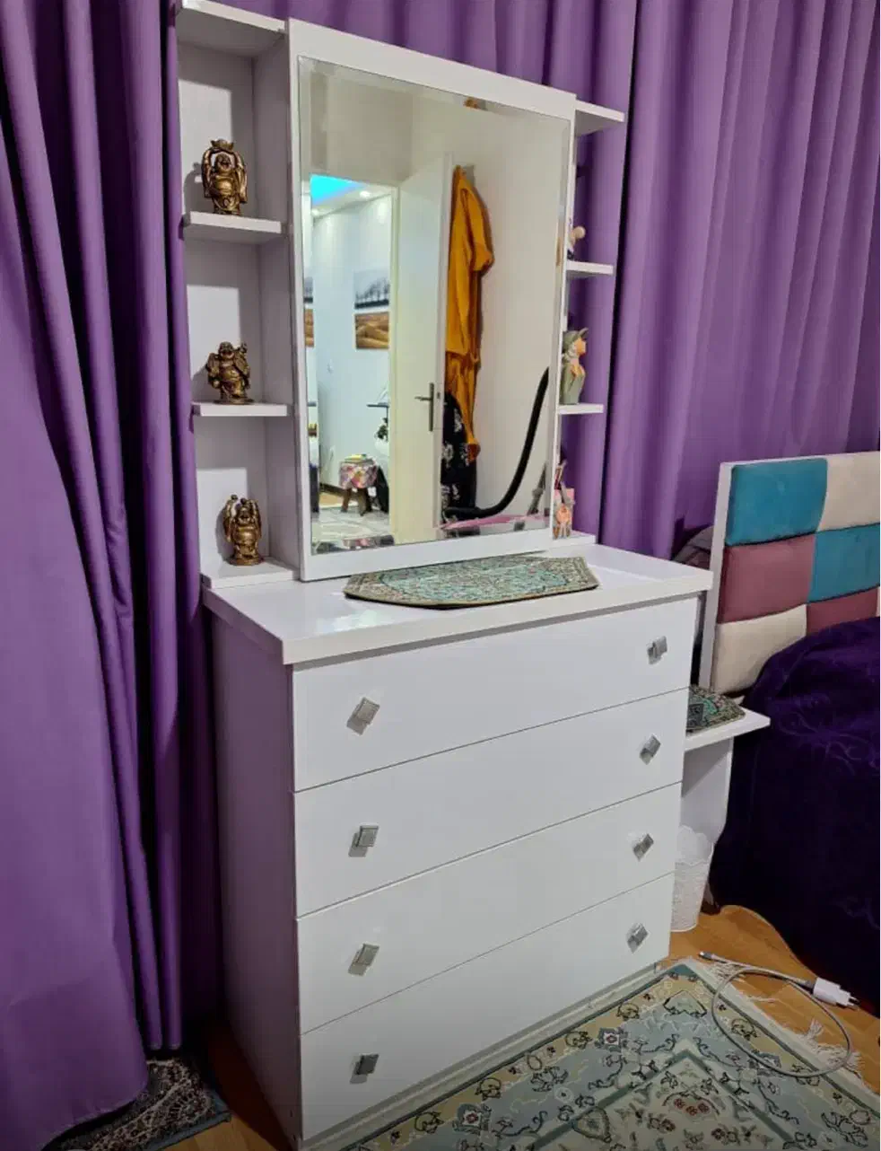 آینه دراور سالم رنگ سفید|تخت و سرویس خواب|نور, |دیوار