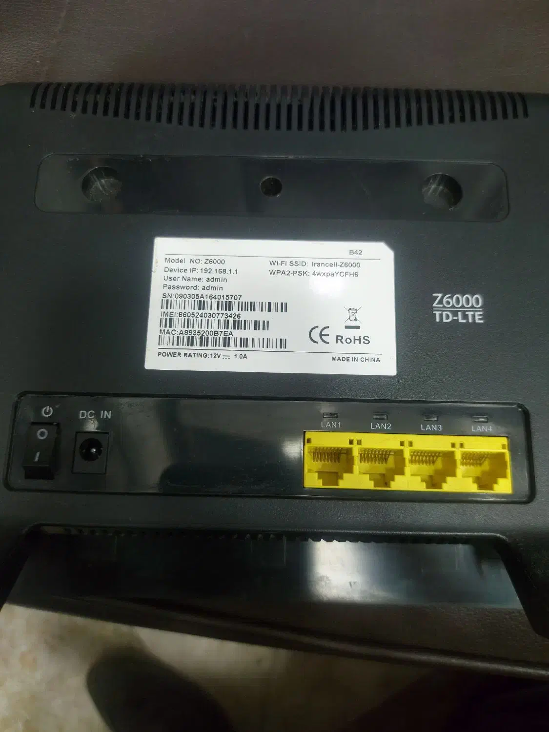 مودم سیمکارتی ایرانسل TD-LTE مدل Z6000|مودم و تجهیزات شبکه|کرمانشاه, |دیوار
