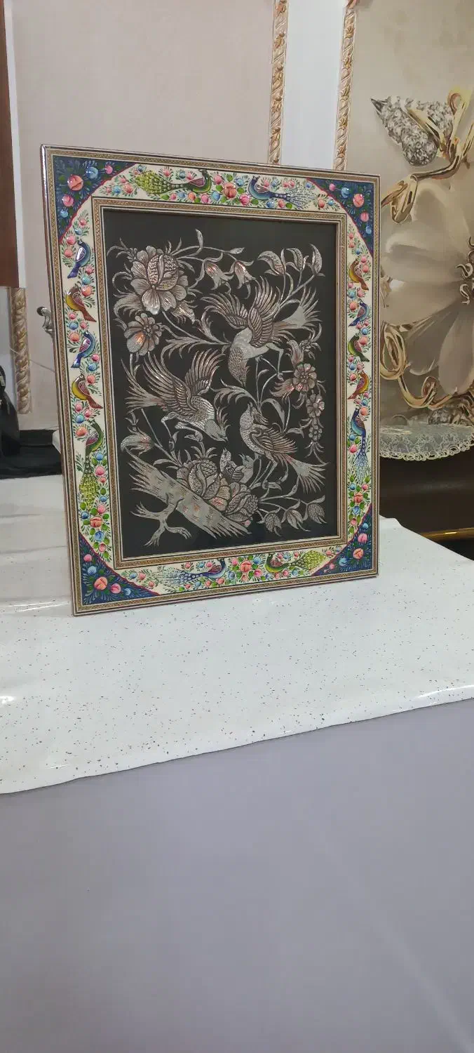 تابلو مدل الیپس طرح گل و پرنده برجسته|تابلو، نقاشی، عکس|مشهد, ایثارگران|دیوار