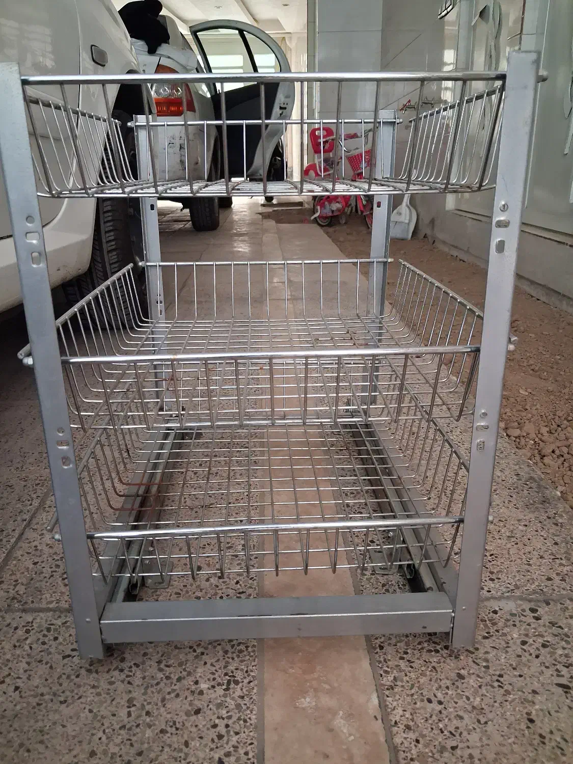 سبد سوپری نظم دهنده استیل کف ریلی داخل کابینتی|آب‌چکان و نظم‌دهنده ظروف|ری, دیلمان|دیوار