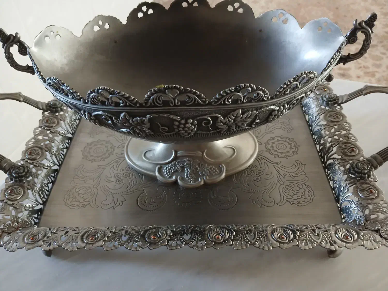 سینی و کشکول سیلور شب یلدا|ظروف سرو و پذیرایی|قم, مسجد امام حسن|دیوار