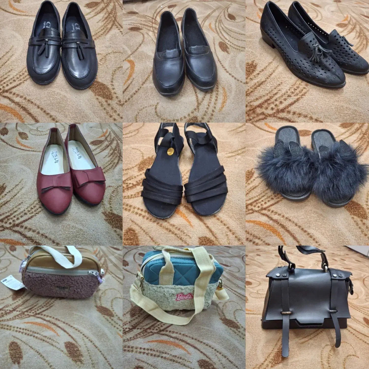 تعدادی کفش و کیف|کیف، کفش، کمربند|دزفول, |دیوار