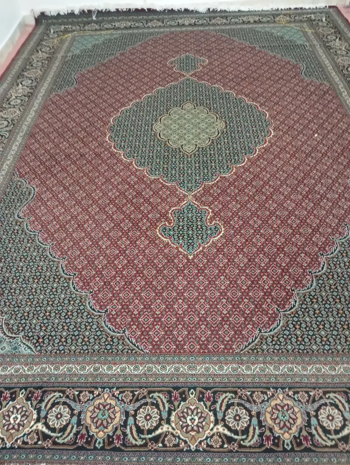 فرش 12متری طرح ریز ماهی در حد نو|فرش|بروجرد, |دیوار