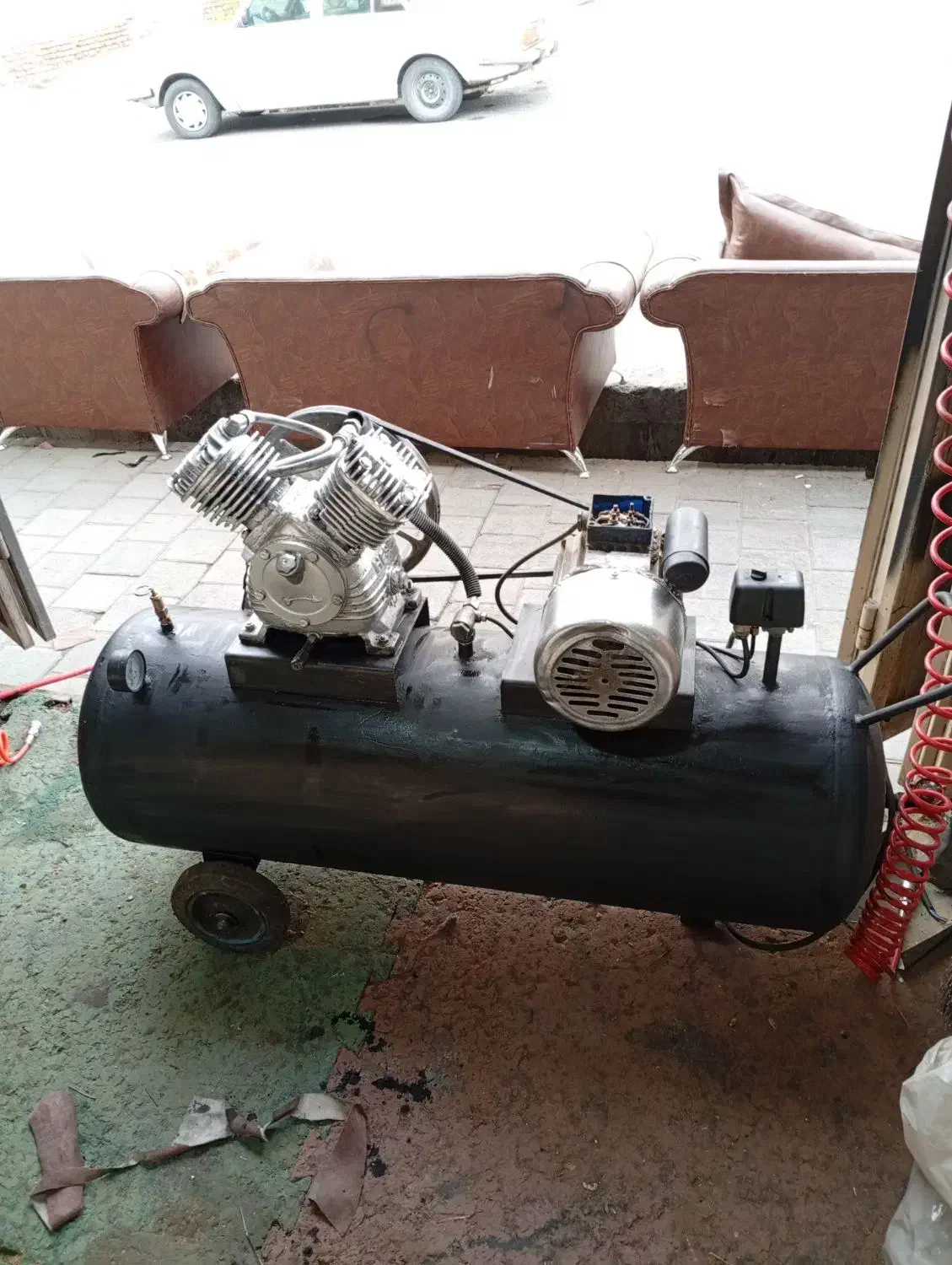 پمپ کمپرسور هوا دو خرجین اصل ژاپن|ابزارآلات|مشگین شهر, |دیوار